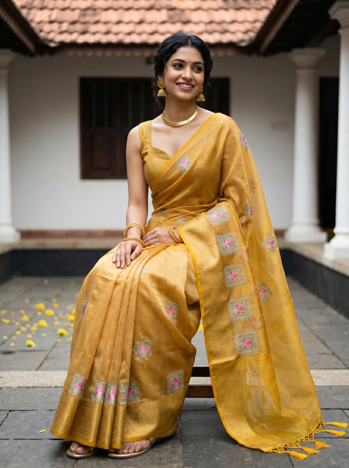 MIMOSA Gold Saree Saree — pose 8 styling detail