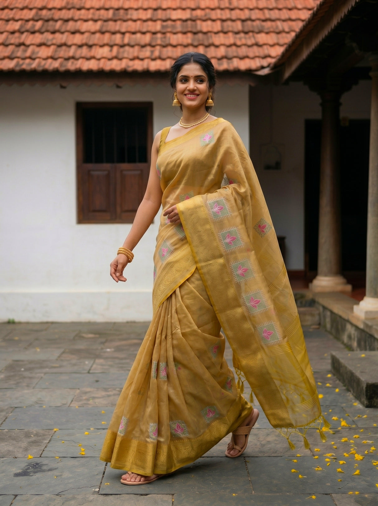 MIMOSA Mustard Saree Saree — pose 6 styling detail