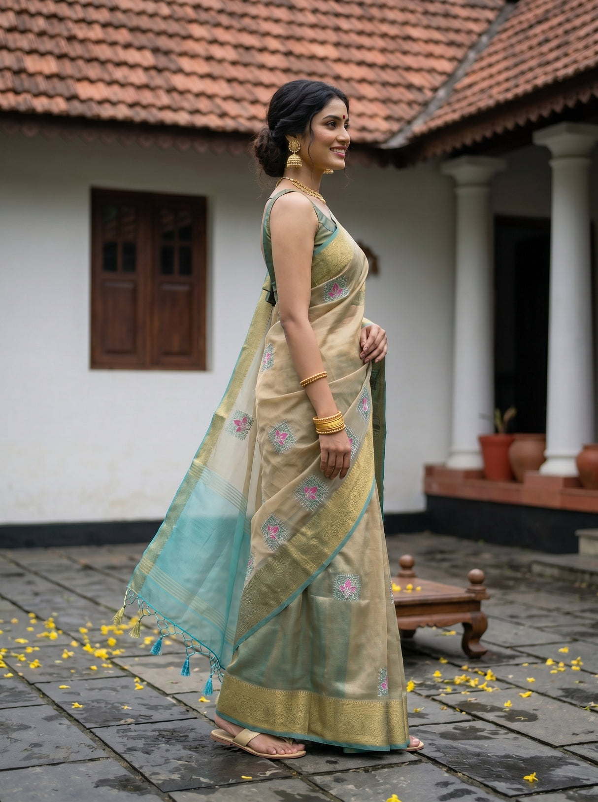 MIMOSA Sapphire Saree Saree — pose 3 styling detail