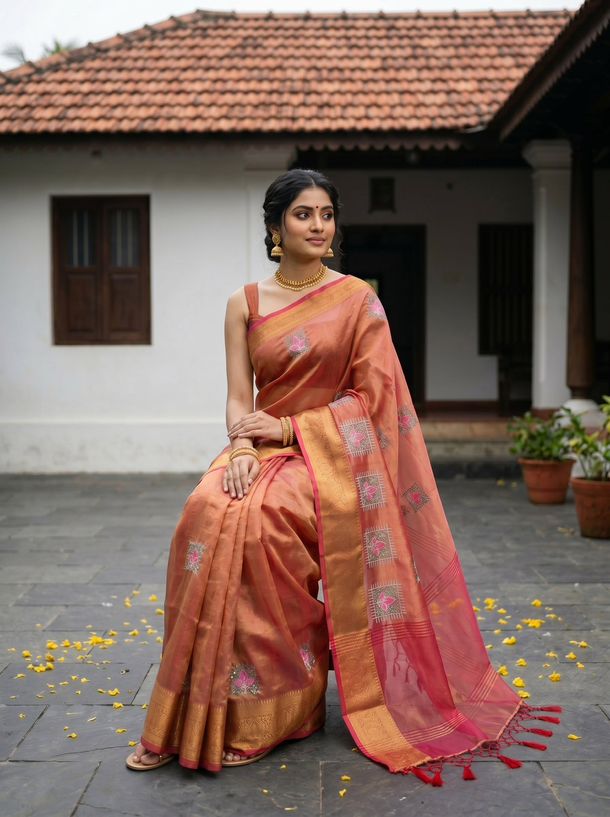 MIMOSA Strawberry Saree Saree — pose 8 styling detail