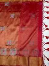 MIMOSA Strawberry Saree Saree — pallu and zari work detail