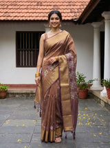 MIMOSA Chocolate Banarasi Organza Saree — pose 10 styling detail