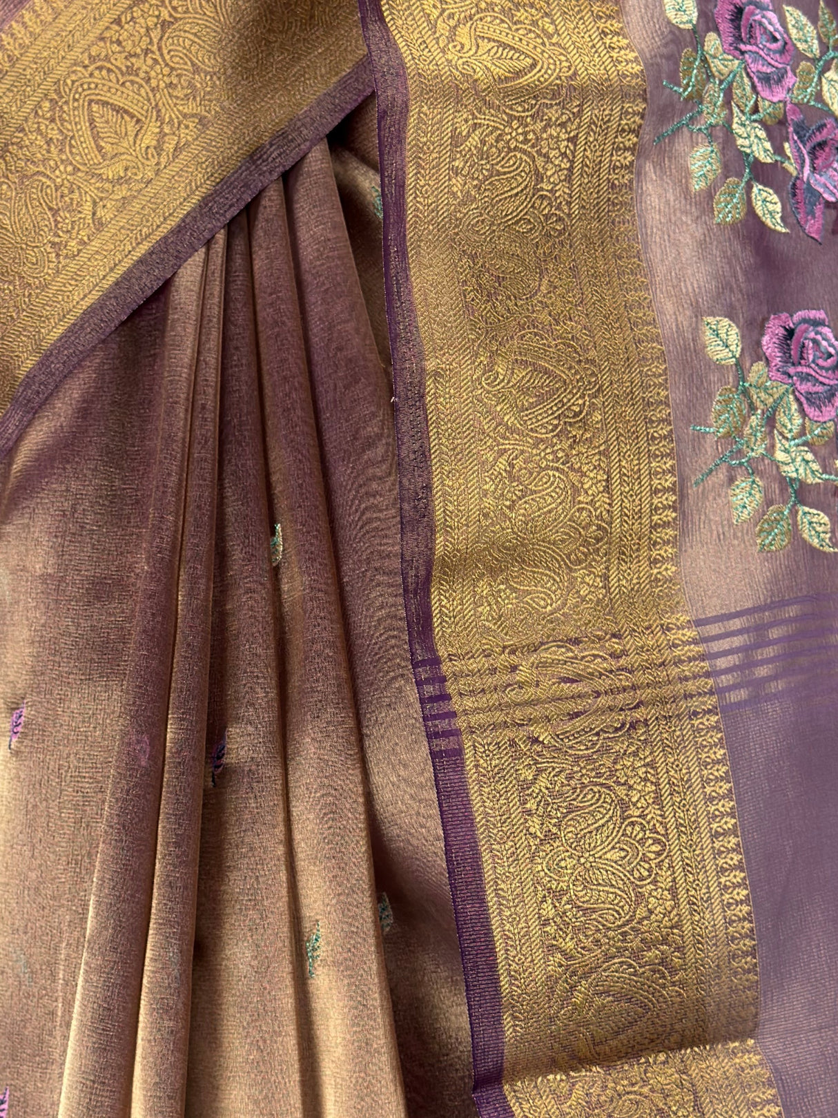 MIMOSA Chocolate Banarasi Organza Saree — fleets shot full lifestyle