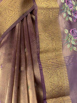 MIMOSA Chocolate Banarasi Organza Saree — fleets shot full lifestyle