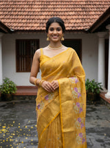 MIMOSA Gold Banarasi Organza Saree — pose 10 styling detail