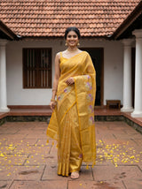 MIMOSA Gold Banarasi Organza Saree — pose 9 styling detail