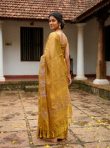 MIMOSA Mustard Banarasi Organza Saree — pose 7 styling detail
