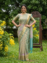 MIMOSA Sapphire Banarasi Organza Saree — pose 4 styling detail