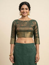 MIMOSA Sapphire Banarasi Organza Saree — blouse close-up