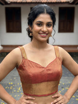 MIMOSA Strawberry Banarasi Organza Saree — blouse close-up