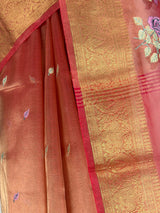 MIMOSA Strawberry Banarasi Organza Saree — fleets shot full lifestyle