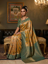 MIMOSA Gold Kanjivaram Art Silk Saree — pose 8 styling detail