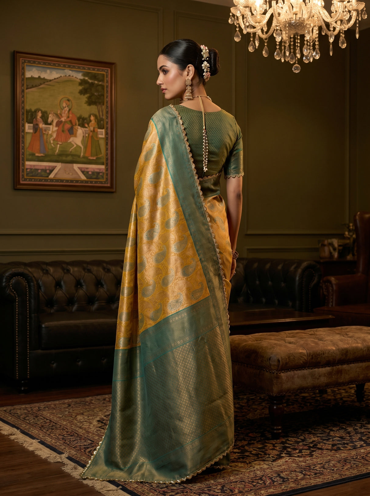 MIMOSA Gold Kanjivaram Art Silk Saree — pose 9 styling detail