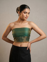 MIMOSA Gold Kanjivaram Art Silk Saree — blouse close-up