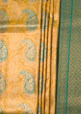 MIMOSA Gold Kanjivaram Art Silk Saree — fleets shot full lifestyle