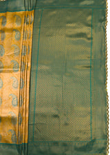 MIMOSA Gold Kanjivaram Art Silk Saree — pallu and zari work detail