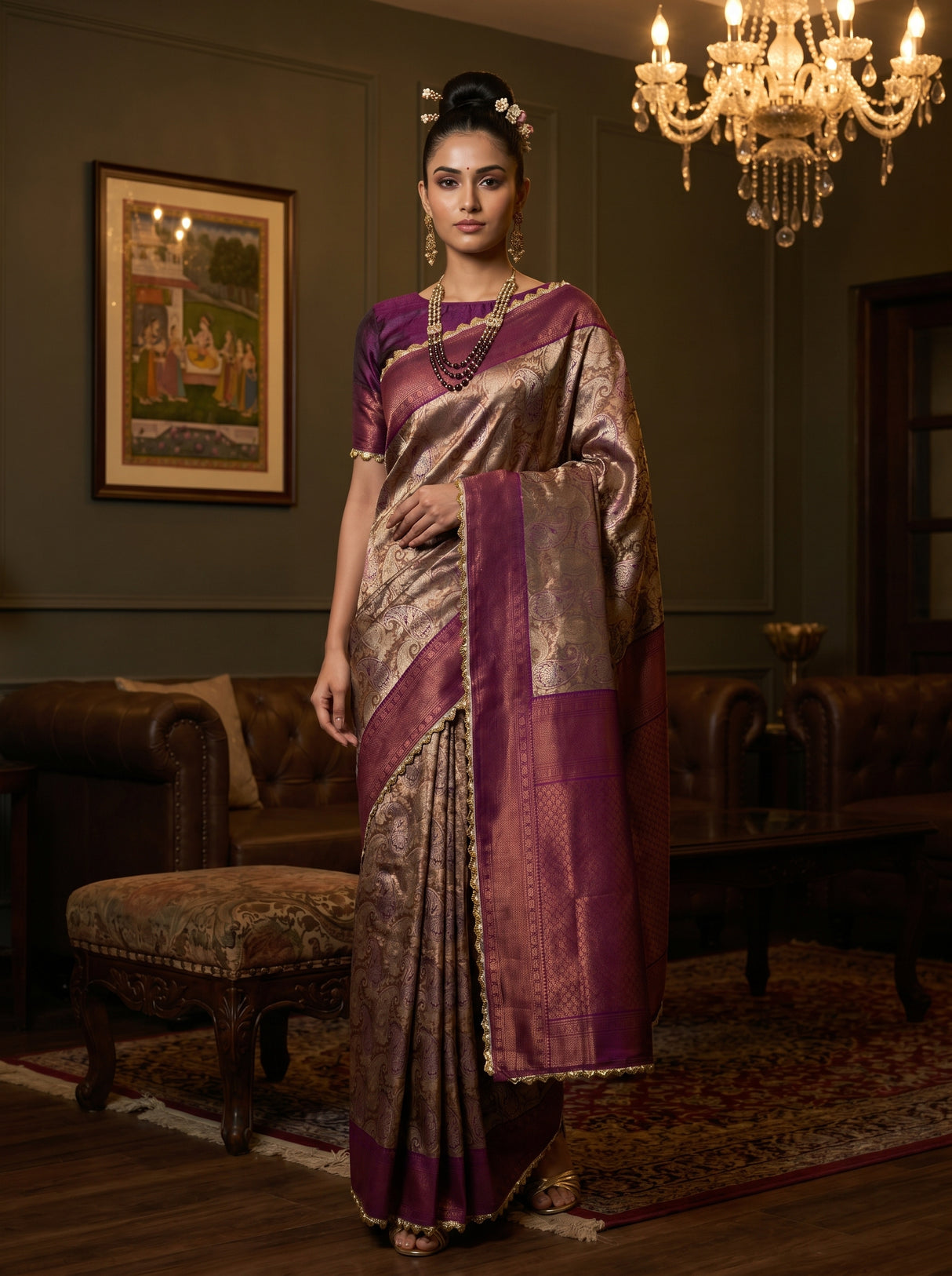 MIMOSA Magenta Kanjivaram Art Silk Saree — Mannequin Draped View