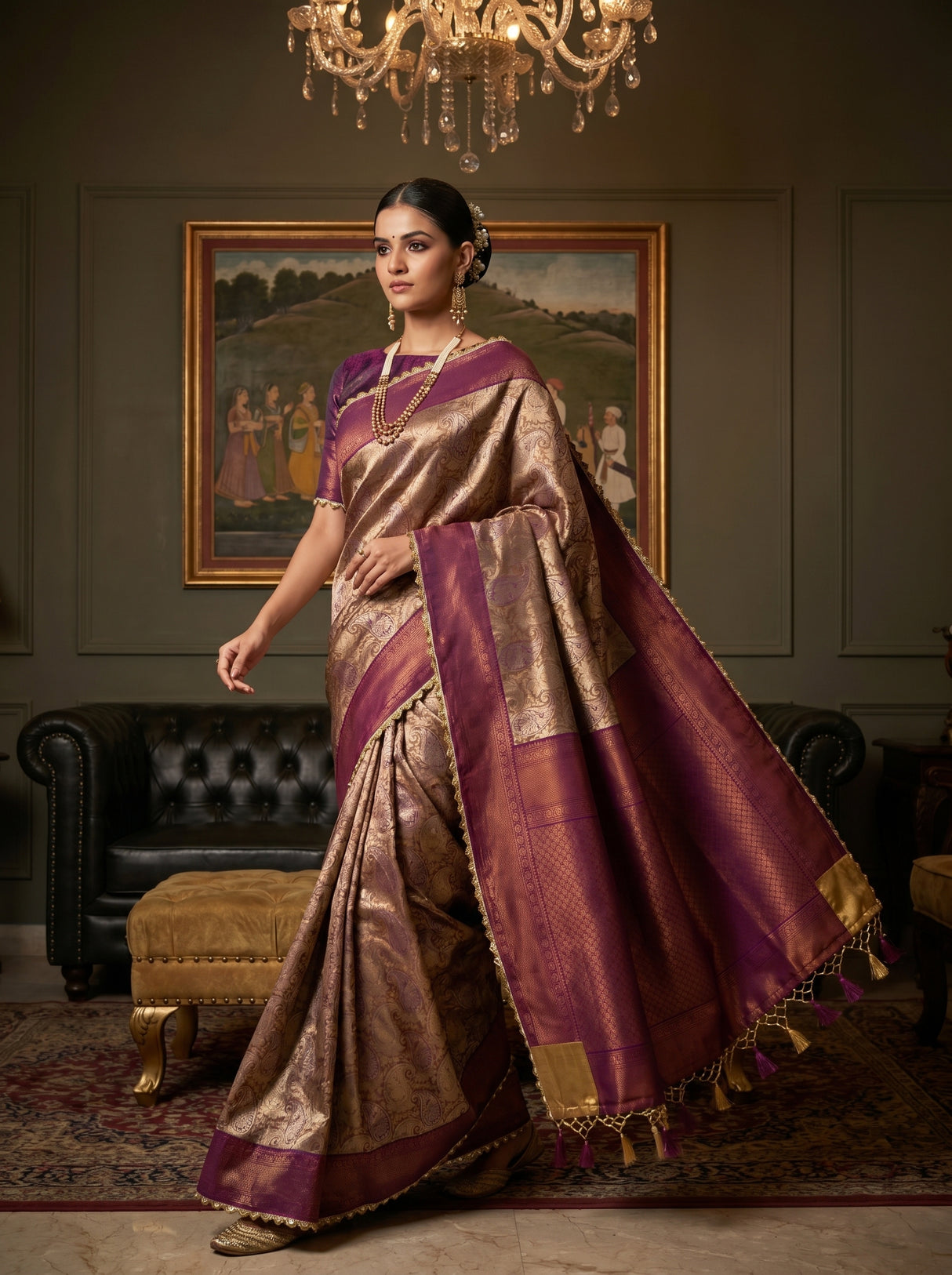 MIMOSA Magenta Kanjivaram Art Silk Saree — pose 7 styling detail