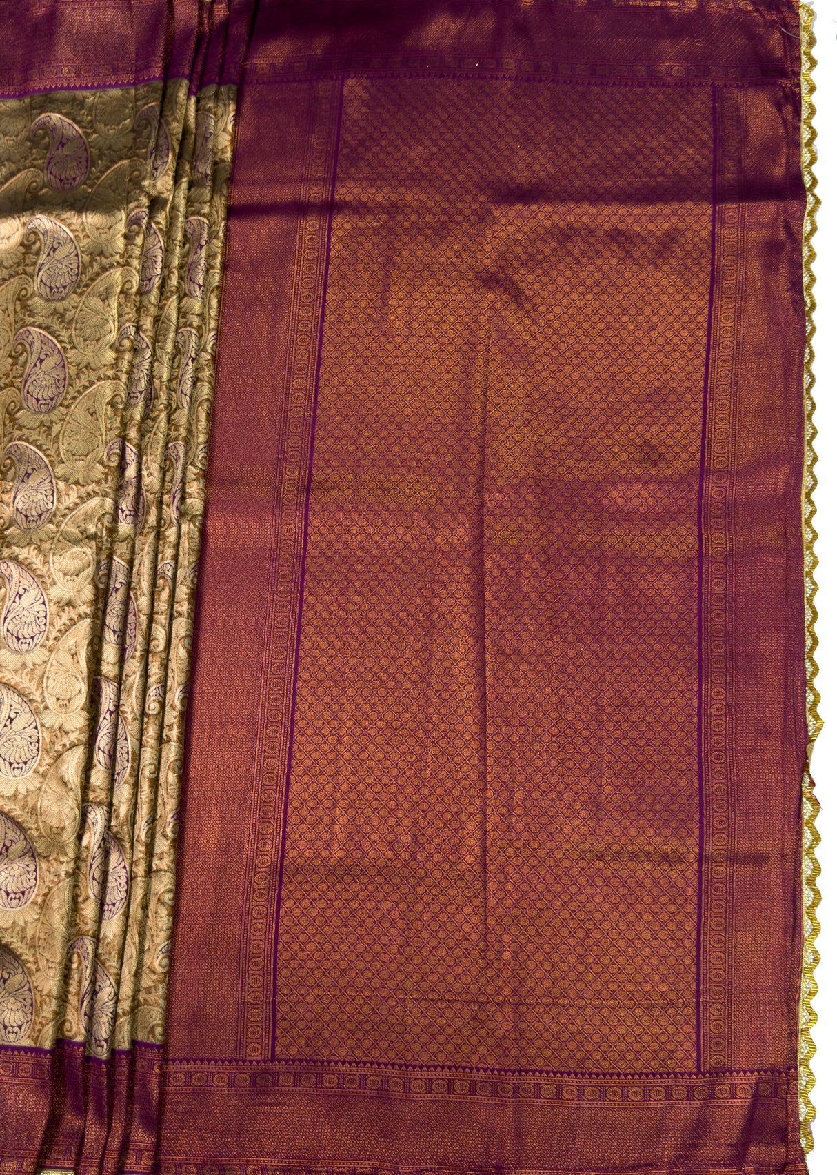 MIMOSA Magenta Kanjivaram Art Silk Saree — pallu and zari work detail