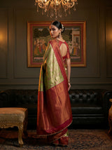 MIMOSA Olive Kanjivaram Art Silk Saree — pose 9 styling detail