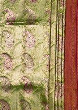 MIMOSA Olive Kanjivaram Art Silk Saree — fleets shot full lifestyle