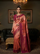 MIMOSA Peach Kanjivaram Art Silk Saree — Mannequin Draped View