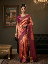 MIMOSA Peach Kanjivaram Art Silk Saree — pose 6 styling detail
