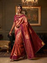 MIMOSA Peach Kanjivaram Art Silk Saree — pose 7 styling detail