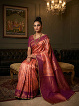MIMOSA Peach Kanjivaram Art Silk Saree — pose 8 styling detail