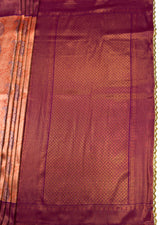 MIMOSA Peach Kanjivaram Art Silk Saree — pallu and zari work detail