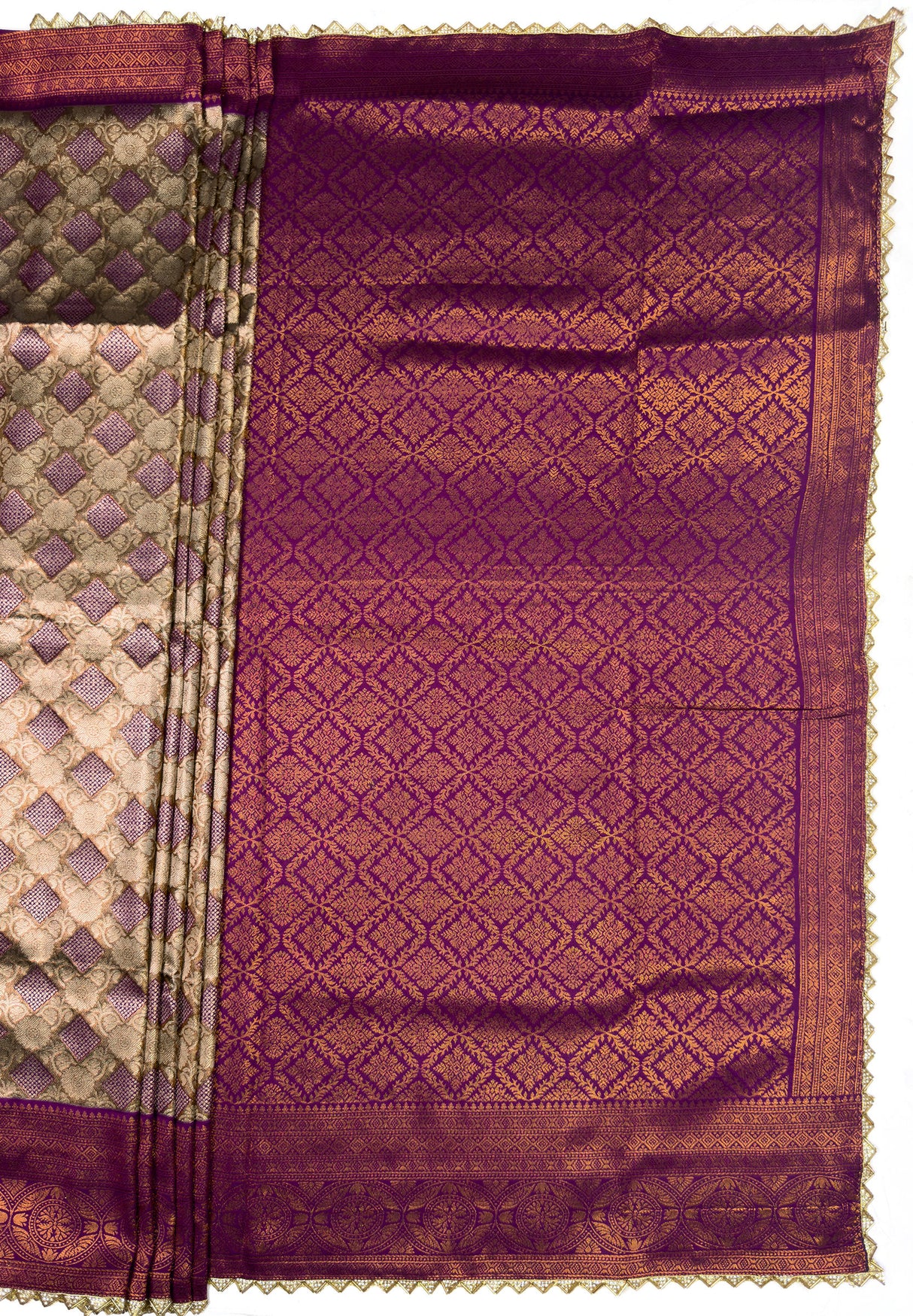 MIMOSA Magenta Saree Saree — pallu and zari work detail