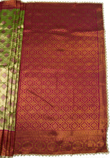MIMOSA Olive Saree Saree — pallu and zari work detail