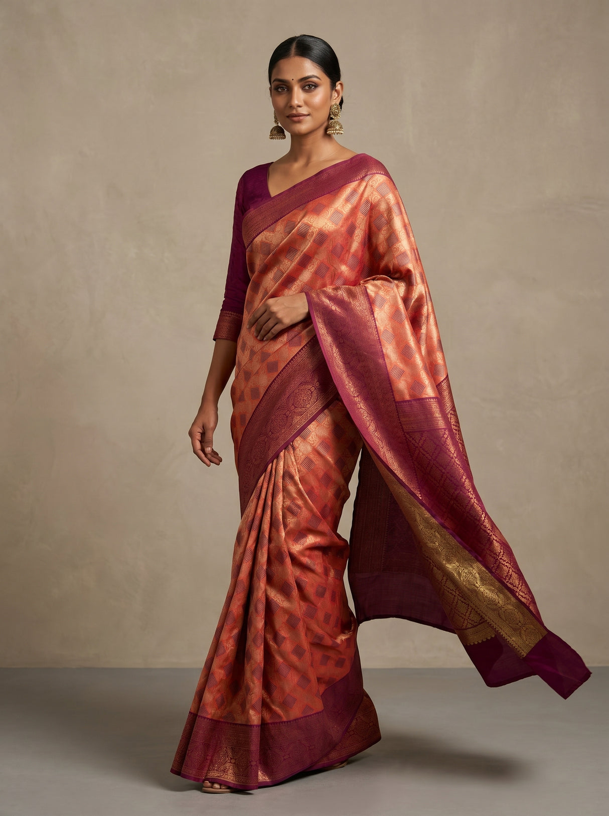 MIMOSA Peach Saree Saree — pose 6 styling detail