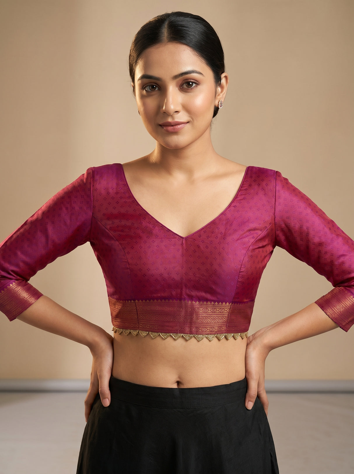MIMOSA Peach Saree Saree — blouse close-up