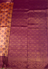 MIMOSA Peach Saree Saree — pallu and zari work detail