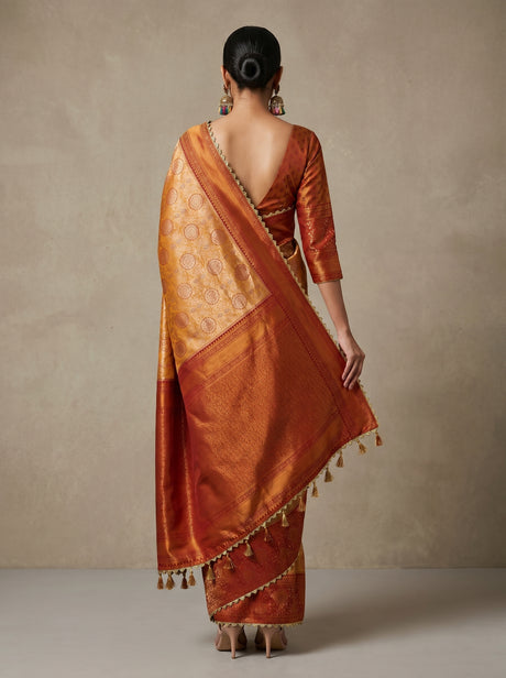 MIMOSA Gold Kanjivaram Art Silk Saree — Blouse Fabric