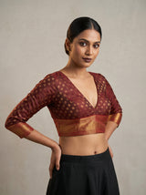 MIMOSA Gold Kanjivaram Art Silk Saree — blouse close-up