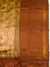 MIMOSA Gold Kanjivaram Art Silk Saree — pallu and zari work detail