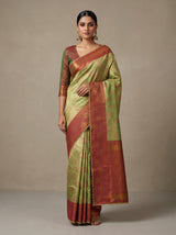 MIMOSA Olive Kanjivaram Art Silk Saree — Mannequin Draped