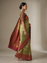 MIMOSA Olive Kanjivaram Art Silk Saree — Blouse Fabric