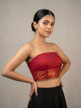 MIMOSA Peach Kanjivaram Art Silk Saree — blouse close-up