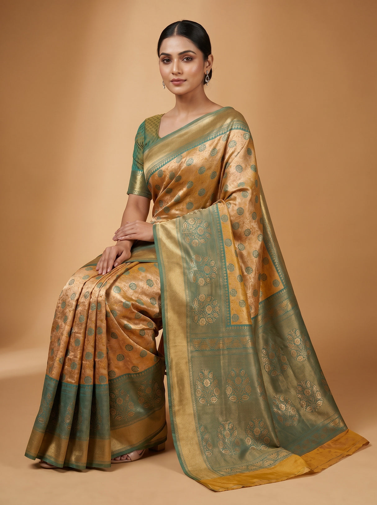 MIMOSA Gold Kanjivaram Art Silk Saree — empty frame