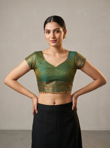 MIMOSA Gold Kanjivaram Art Silk Saree — close-up of pallu drape over arm
