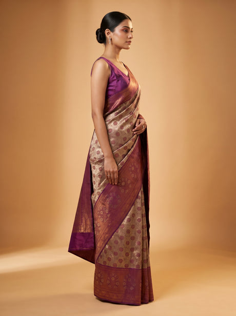 MIMOSA Magenta Kanjivaram Art Silk Saree — close-up of face and shoulder