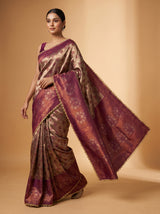 MIMOSA Magenta Kanjivaram Art Silk Saree — close-up of pallu drape over arm