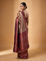 MIMOSA Magenta Kanjivaram Art Silk Saree — side view showing border and pleats
