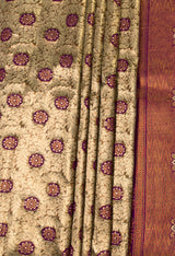 MIMOSA Magenta Kanjivaram Art Silk Saree — view of bottom border and pleats