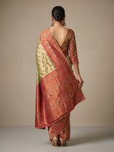MIMOSA Olive Kanjivaram Art Silk Saree — close-up of face and shoulder