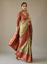 MIMOSA Olive Kanjivaram Art Silk Saree — empty frame