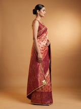 MIMOSA Peach Kanjivaram Art Silk Saree — portrait view showing blouse and pallu